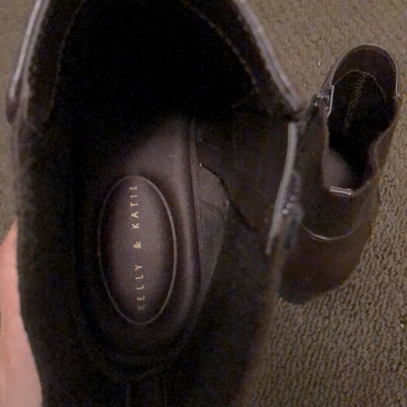 Heeled leather and canvas ankle boots - Picture 4 of 5